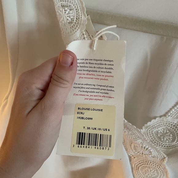 NWT Sezane Louisie Blouse in Ecru Size 6 US - Picture 5 of 7